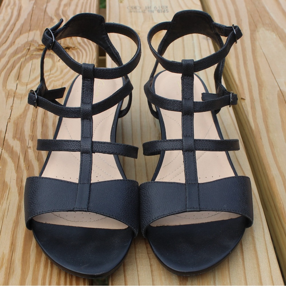 CLARKS Women’s Black Parramatta Spice Platform Sandal Sz 8.5